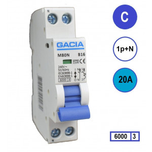 GACIA M80N-C20 inst. 1p+n C20 6kA (18mm)