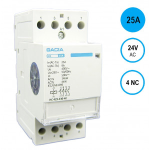 GACIA HC-2504a Inst.relais 25A/4NC/24VAC