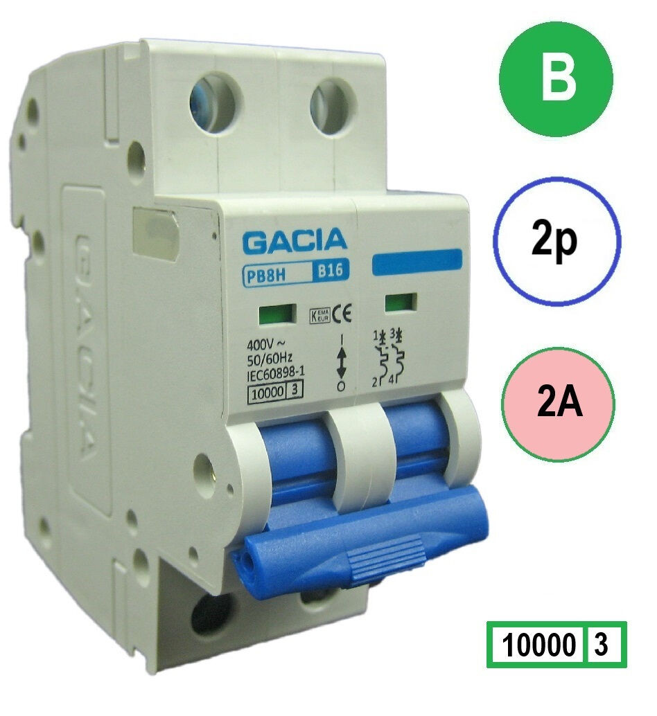 GACIA PB8H-2B02 inst. 2p B2 10kA