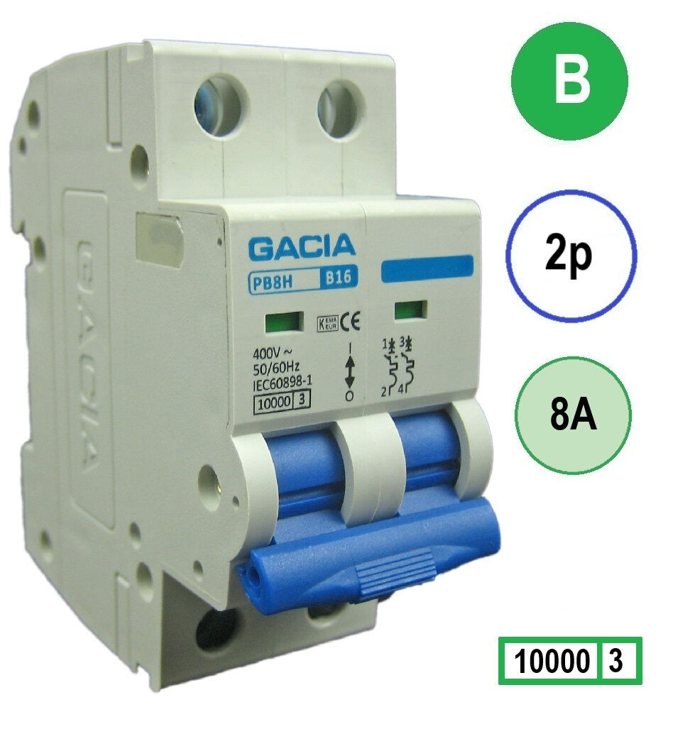 GACIA PB8H-2B08 inst. 2p B8 10kA 