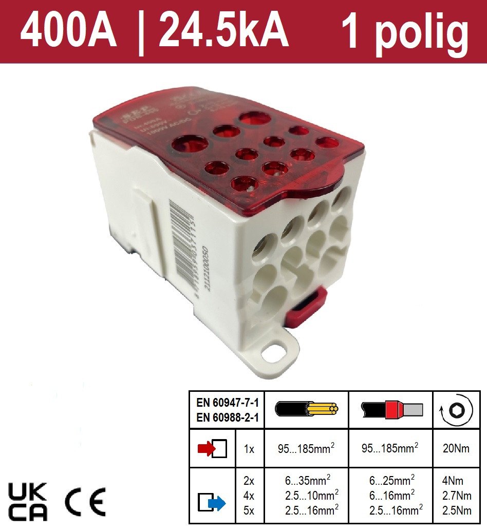 Schotman Elektro B.V. - SEP PDB-400 enkelpolig verdeelblok