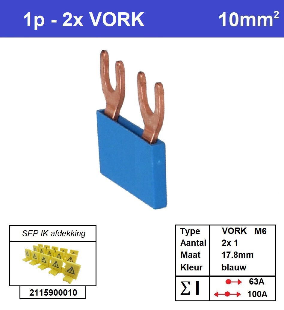 Schotman Elektro - SEP aansluitrail VORK-M6 2x1 aansluitingen 17.8mm