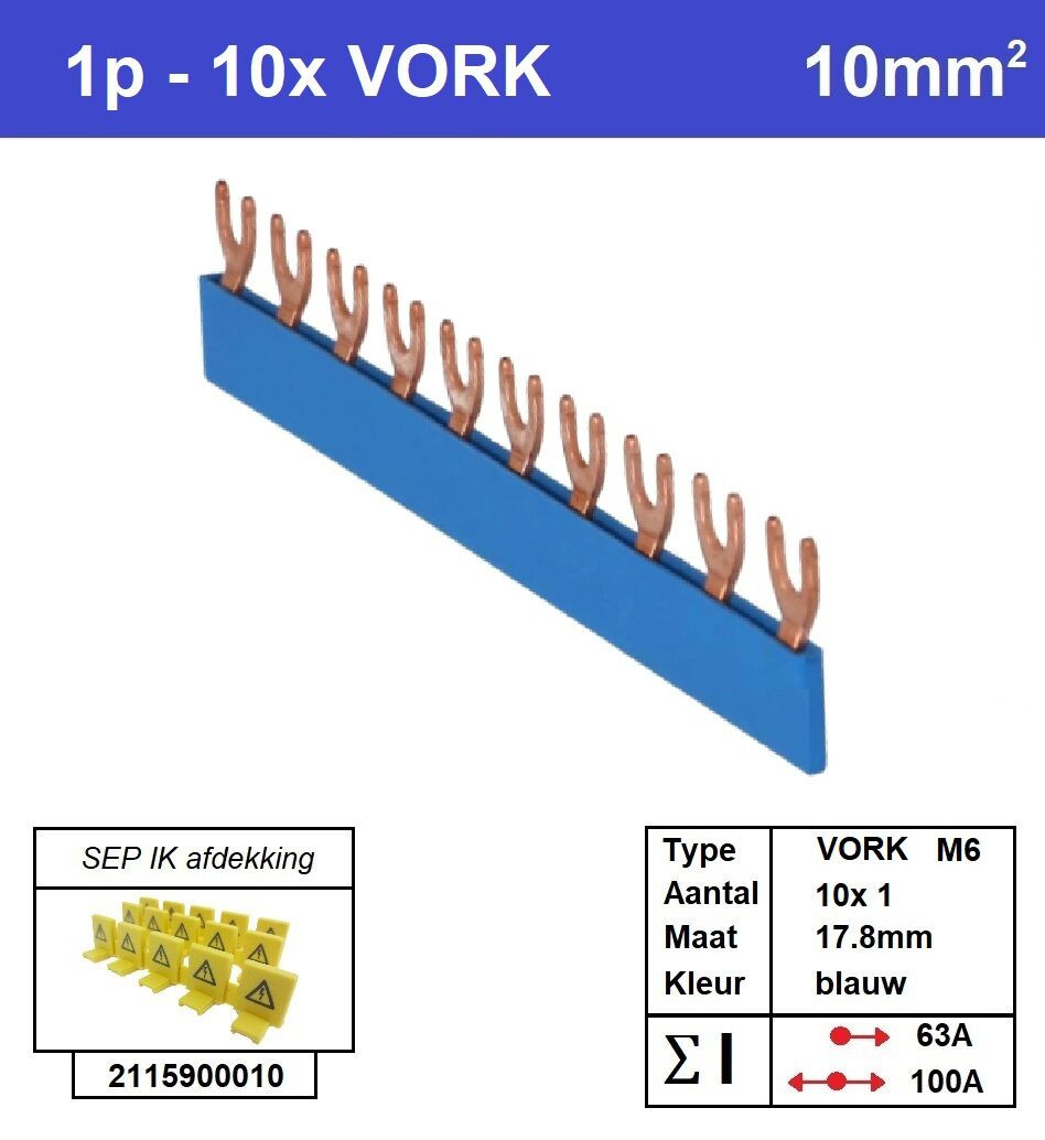 Schotman Elektro - SEP aansluitrail VORK-M6 10x1 aansluitingen 17.8mm