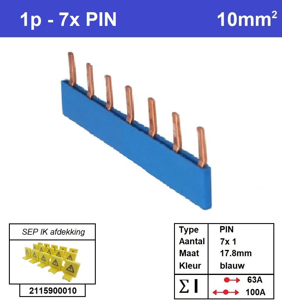 Schotman Elektro - SEP aansluitrail PIN 7x1 aansluitingen 17.8mm