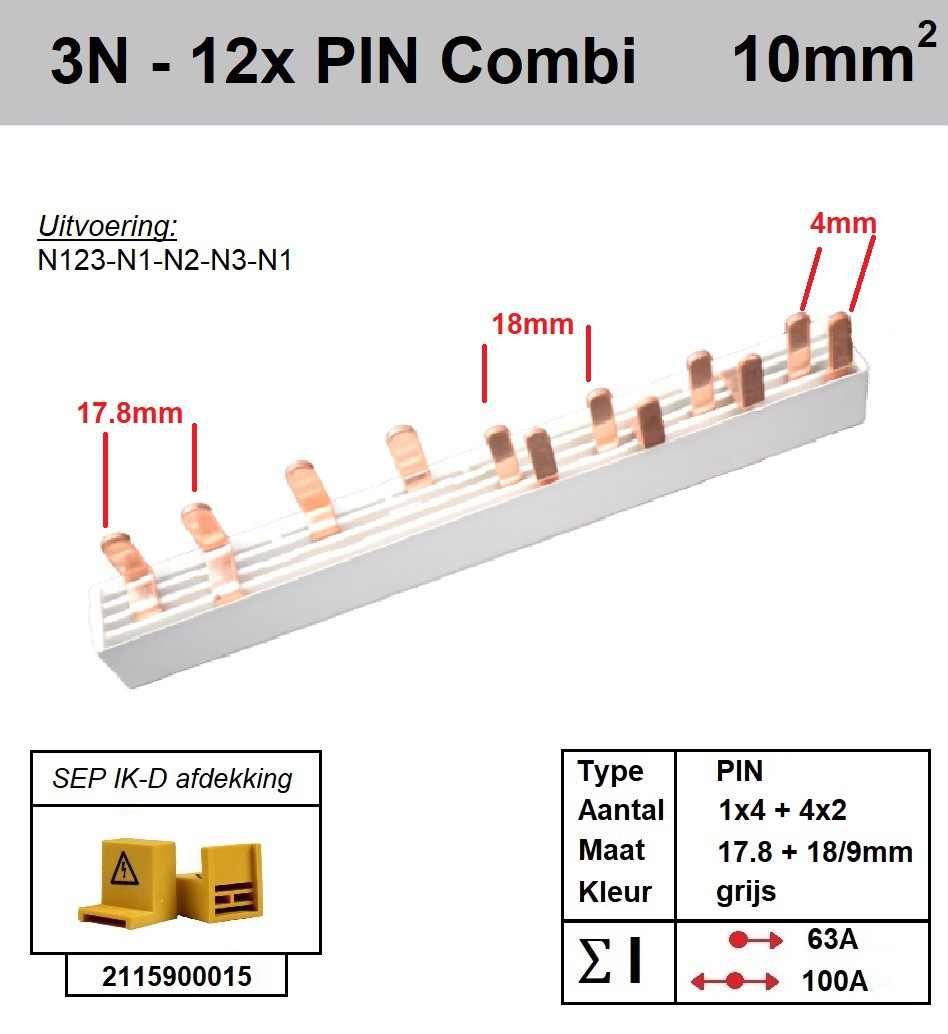 Schotman Elektro - SEP aansluitrail 3+N fase PIN 1x4 4x2 aansluitingen 