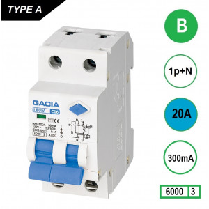 GACIA L80MA aardlekautomaat 1p+n B20 300mA 