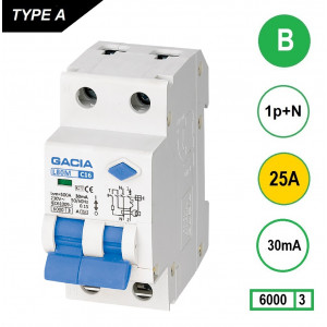 GACIA L80M aardlekautomaat 1p+n B25 30mA 