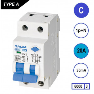 GACIA L80M aardlekautomaat 1p+n C20 30mA 