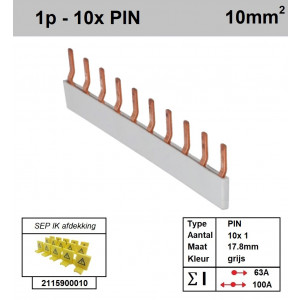 Schotman Elektro - SEP aansluitrail PIN 10x1 aansluitingen 17.8mm