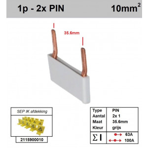 Schotman Elektro - SEP aansluitrail PIN 2x1 aansluitingen 35.6mm