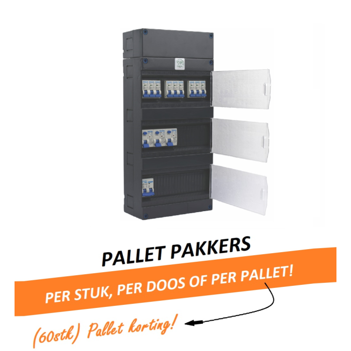 GACIA G323090 groepenkast - 1-fase, 40A hoofdschakelaar, 3 aardlekschakelaars, 9 groepen met verhoogde buisinvoer