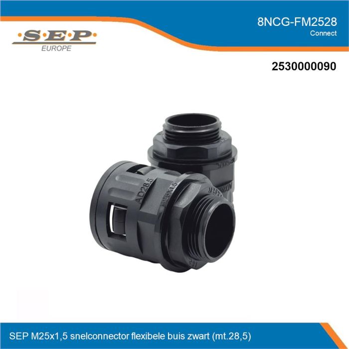 SEP Connect 8NCG-FM2528 - slang wartel M25 mt.28.5 - zwart RAL9005 - overzicht
