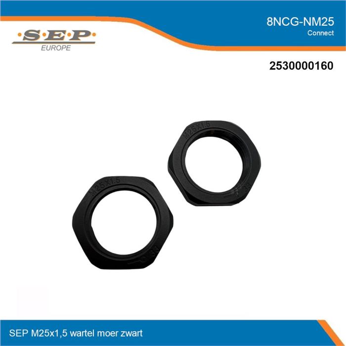 SEP Connect 8NCG-M25 - wartel moer M25 - zwart RAL9005 - overzicht