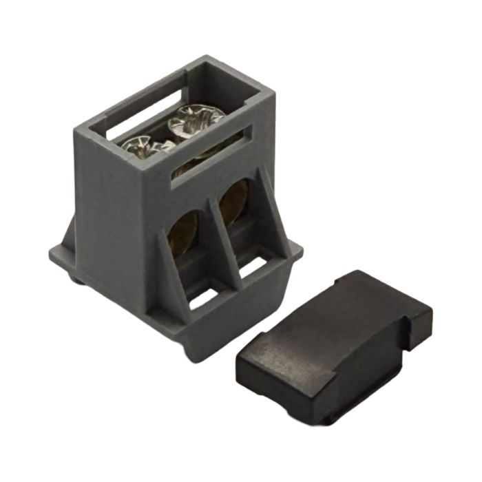 SEP AST16-25 verdeelblok 2x16mm² zwart (RAL 9005) met afdekking – faseverdeelblok voor TS15-rail
