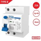 GACIA PR8HM-B Aardlekschak. 1p+N, 25A, 30mA, Type B, 10kA