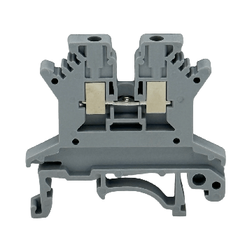 SEP SRK-1.5-G grijze rijgklem, 1,5mm2 zijaanzicht met aansluitingen - modulaire DIN-rail, 2011300010, GTIN 8718959077845