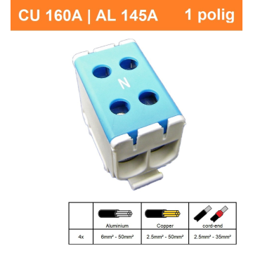 Schotman Elektro - SEP CK66 aansluitklem 2,5-50mm2 blauw grijs