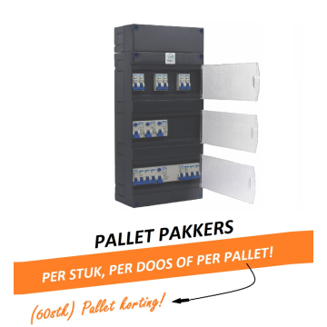 GACIA G343161 ruime groepenkast - 3-fase, 40A hoofdschakelaar, 4 aardlekschakelaars, 6 lichtgroepen, 1 krachtgroep met verhoogde buisinvoer