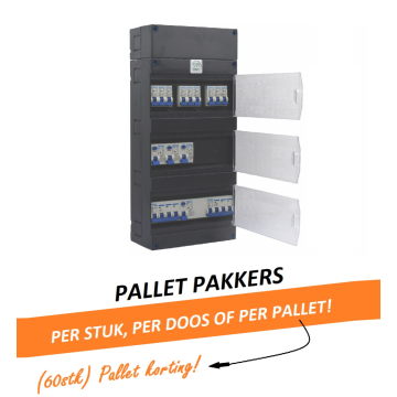 GACIA G343191 ruime groepenkast - 3-fase, 40A hoofdschakelaar, 4 aardlekschakelaars, 9 lichtgroepen, 1 krachtgroep met verhoogde buisinvoer