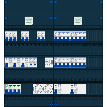 Schotman Elektro B.V. – GACIA GACK –3x ALS 2p, 2x ALS 4p, 7x INS, 4x INS 4p, kookgroep, beltrafo, 2x contactdoos