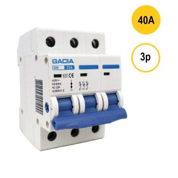 GACIA DH-340, lastschakelaar 3-polig 40A geschikt voor DIN-rail montage - hoofdschakelaar met 3 module breedte, type AC-22A, geleverd door Schotman Elektro