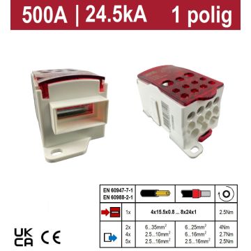 Schotman Elektro B.V. - SEP PDB-500 enkelpolig verdeelblok