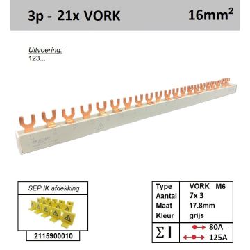 Schotman Elektro - SEP 16F03021G06 aansluitrail 16mm2 80A 125A