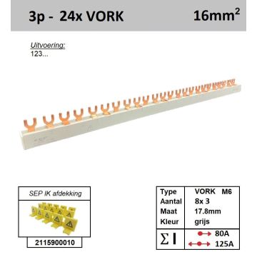 Schotman Elektro - SEP 16F03024G06 aansluitrail 16mm2 80A 125A