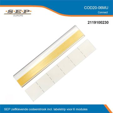 SEP Europe codeerstrook 6 modules plakstrip met labelstrip COD20-06MU 2119100230 groepenkast codering