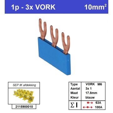 Schotman Elektro - SEP aansluitrail VORK-M6 3x1 aansluitingen 17.8mm
