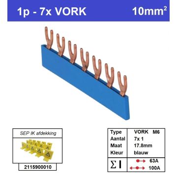 Schotman Elektro - SEP aansluitrail VORK-M6 7x1 aansluitingen 17.8mm