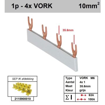 Schotman Elektro - SEP aansluitrail VORK-M6 4x1 aansluitingen 35.6mm