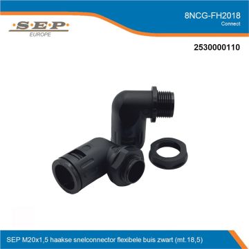 SEP Connect 8NCG-FH2018 - haakse buiswartel M20 mt.18.5 - zwart RAL9005 - overzicht