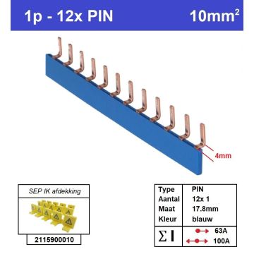 Schotman Elektro - SEP aansluitrail PIN gebogen 12x1 aansluitingen 17.8mm