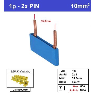 Schotman Elektro - SEP aansluitrail PIN 2x1 aansluitingen 35.6mm