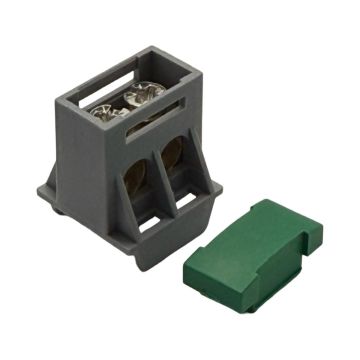 SEP AST16-26 verdeelblok 2x16mm² groen (RAL 6029) met afdekking – faseverdeelblok voor TS15-rail