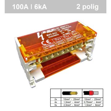 SEP BVT-211 verdeelset 100A 2x11 aansluitingen 500VAC/DC